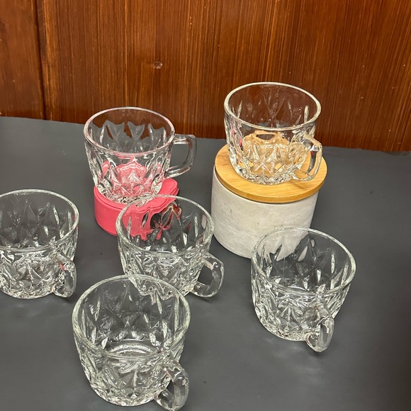 Anchor Hocking Glass Crown Point pattern Punch Cups - Picture 5 of 6